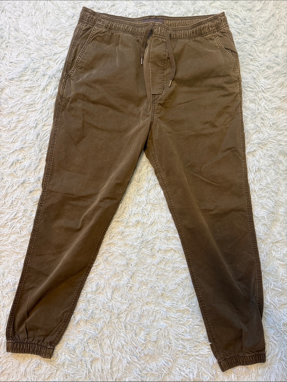 American Eagle Outfitters Olive Brown Elastic-Waist Jogger Pants